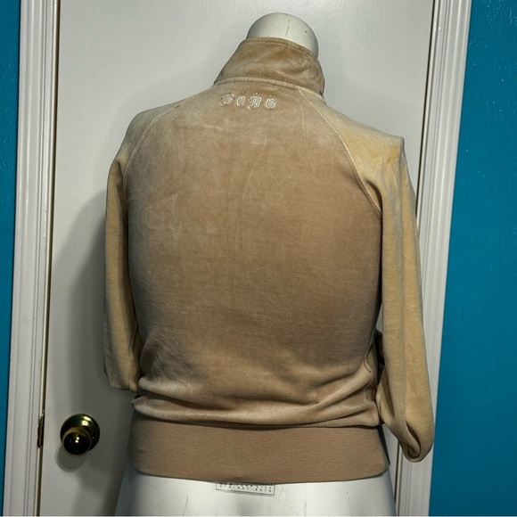 BCBG Max Azria Women's Vintage Y2K velour jacket beige 2 way zipper large GUC - Picture 4 of 16